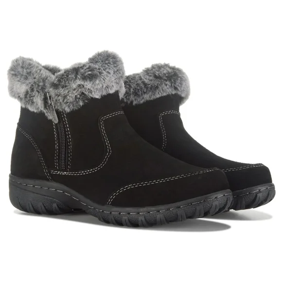 KHOMBU Women's Black Faux Fur Ankle Boots - Picture 3 of 5